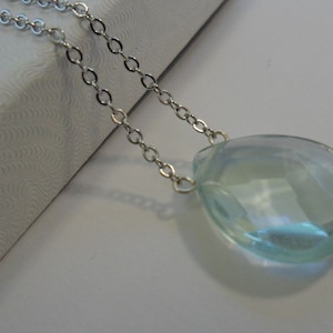 On Sale-Aqua Quartz Glass Briolette Necklace,Quartz Necklac,Gift,Birthday Gift, Aqua Necklace,Aqua Quartz Necklace Was 16.99 Now 9.99