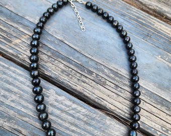Collar de Perla de Patata Negra, Collar de Perlas, Collar Negro, Regalo de Novia, Regalo de Boda, Regalo de Novia, Regalo de Dama de Honor, Regalo de Cumpleaños, Perla Negra