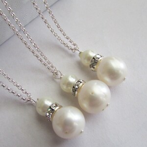 Set of 3- Set of Three Pearl Necklace, Pearl Necklace,White Pearl Necklace,Wedding Gift,Gift,Anniversary