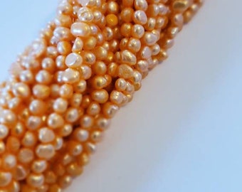 Peach Pearl, 4-5mm Dark Peach Pearl, Freshwater Pearl, Pearl Strand, Pearl Beads, Pearl, Peach Beads, Gemstone, Baroque Pearl,Beads