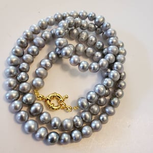 25 Inches Pearl Necklace, 7-8mm Gray Pearl Necklace, Gray Pearl Necklace, Potato Pearl Necklace, Necklace, Freshwater Pearl, Pearl Necklace
