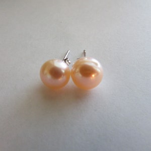 9mm Peach Pearl Earrings,Stud Pearl Earrings,Pearl Earrings,Stud Earrings,Potato Pearl Earrings,Freshwater Pearl Earrings,Bridal Gift S
