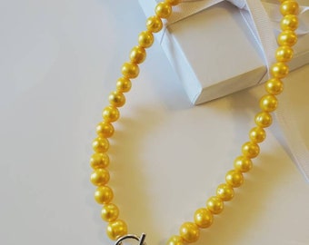 Yellow Pearl Necklace, Yellow Pearl Necklace,  Pearl Necklace, Freshwater Pearl Necklace, Pearl Necklace, Wedding Pearl, Pearl