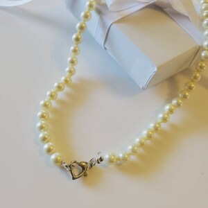 White Pearl Necklace, Beige Pearl Necklace, Cream Pearl Necklace,6mm Pearl Necklace, South Sea Shell Pearl necklace, Wedding Pearl, Pearl