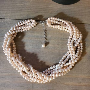 6mm Pearl Necklace, 6 Strands of Pink Pearl Necklace, South Sea Shell Pearl Necklace, Pink Pearl Necklace, Bridal Gift, Wedding Pearl, Pearl
