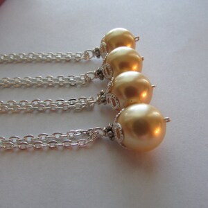 Set of 4-Pearl Necklace, Bridal Gift, Wedding Pearl,Mother of Pearl,Yellow Pearl Necklace,Silver Necklace,Yellow Pearl,Wedding Gift,Pearl