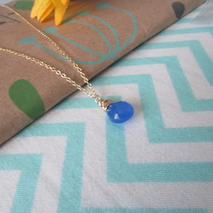 Blue Sapphire Teardrop Gold Necklace,Gold Necklace,Sapphire Necklace,Blue Necklace,Blue Necklace