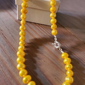 Yellow Pearl Necklace, Freshwater Pearl Necklace, Orange Pearl Necklace, Pearl Necklace, Wedding Pearl, Bridal Gift, Bridesmaid Gift, Pearl