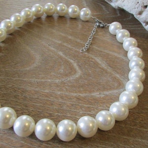14mm White South Sea Shell Pearl Necklace, White Pearl Necklace, Pearl Necklace, South Sea Shell Pearl, Bridal Gift, Pearl, Wedding Pearl