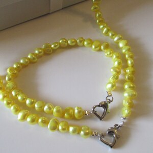 Set of Pearl-Yellow Pearl Necklace, Yellow Pearl Bracelet, Pearl Necklace, Pearl Bracelet, Freshwater Pearl, Wedding Pearl, Bridal Gift,