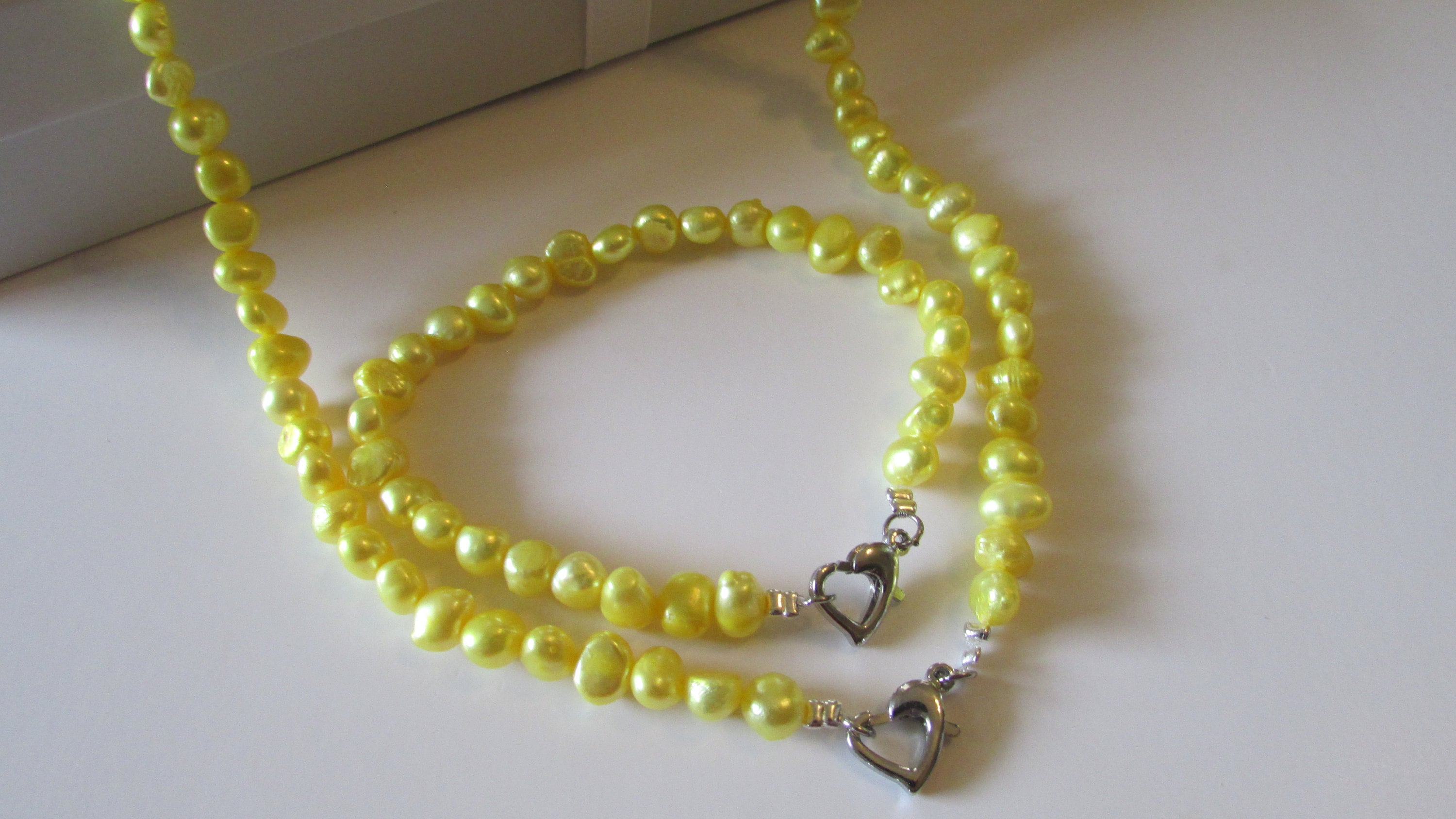 Set of Pearl-Yellow Pearl Necklace, Yellow Pearl Bracelet, Pearl Necklace, Pearl Bracelet, Freshwater Pearl, Wedding Pearl, Bridal Gift,
