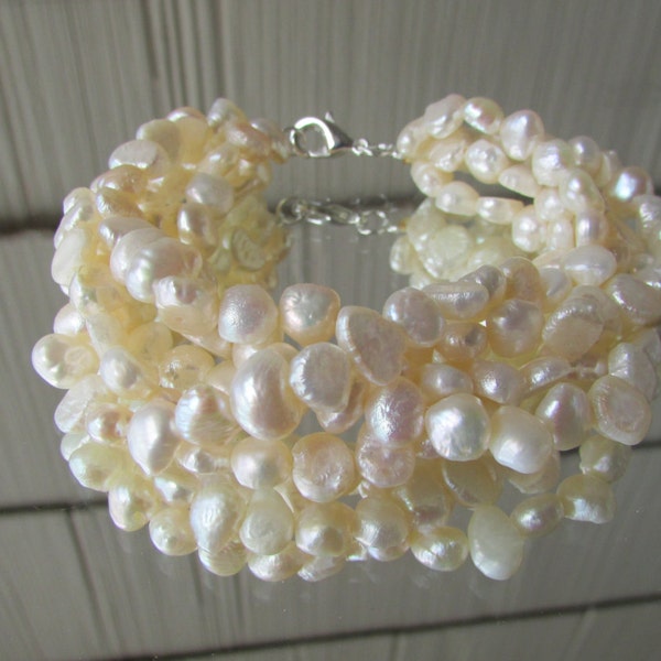 Pearl Braclet,8 Rows of White Pearl Bracelet Bridal Gift Wedding Gift Wedding Pearl Bridesmaid Gift Pearl Bracelet