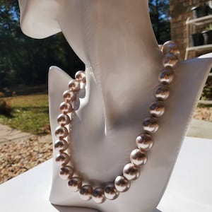 Pearl Necklace,14mm Gray Pearl Necklace, South Sea Shell Pearl Necklace, Gray Pearl, Gray Necklace, Wedding Pearl Necklace, Pearl
