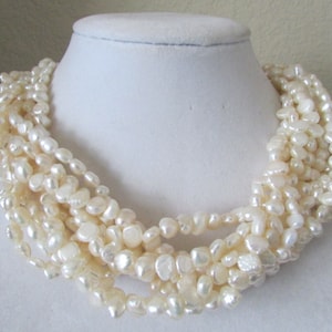 10 Strands of White Baroque Fresh Water Pearl Necklace,Pearl Necklace,White Pearl Necklace,Bridal Gift,Wedding Gift,Bridesmaid Gift