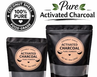 Polvo de carbón activado 100 % puro / Cáscara de coco de grado alimenticio para blanquear los dientes y mascarilla facial natural