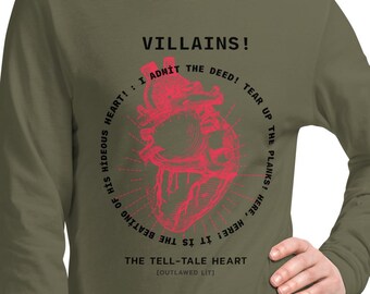 Camiseta de manga larga "Corazón delator" de Edgar Allan Poe: gráfico de corazón anatómico
