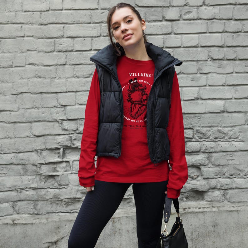 Edgar Allan Poe T-Shirt | The Tell-Tale Heart Quote | Unisex Long Sleeve Tee | Banned Book Shirt | Bookish Gift | Anatomical Heart Graphic