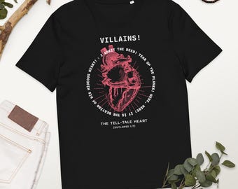 Edgar Allan Poe T-shirt: Den avslöjande hjärtat ekologisk bomullsgrafikt-t-shirt