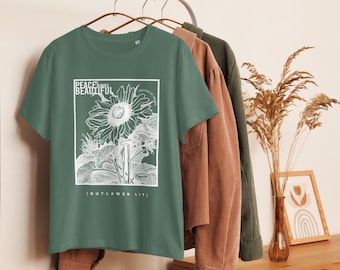 Walt Whitman Graphic T-shirt: Damtröja med texten 'Leaves of Grass' i ekologisk bomull