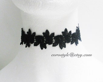 Black Lace Choker Necklace, Flower Choker, Gothic Choker, Wedding Jewlery, , Mothers day Gift, Boho Jewelry Necklace Women's Fashion Jewelry
