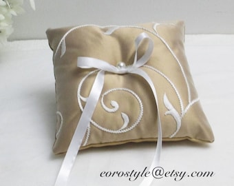 Rustic gold brown ring bearer pillow, Ring Bearer Pillows, Ring Pillow, Wedding Ring Pillow, Ring Bearer Lace Ring Pillow Rustic ring pillow