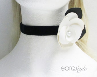 Wedding Flower Choker, Prom Necklace, Elegant Bridal Jewelry, Bridesmaid Jewelry, Trendy Choker, Statement Necklace, Romantic gift for her