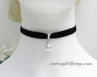 Choker Pearl, Black Choker, Pearl Choker, Velvet Choker, Wedding Necklace, Bridesmaid Jewelry, Wedding Choker, Sexy Choker, Choker for Women