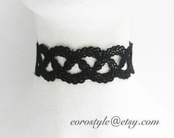 Black Choker, Lace Choker, 90th Choker, Gothic Choker, Wedding Jewlery, Sexy Choker, Boho Jewelry Necklace, Statement Necklace, Holiday Gift