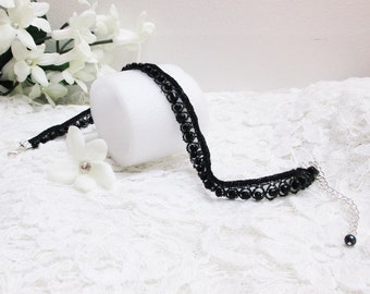 Black Lace Choker Necklace, Beaded Choker, Beaded Choker Necklace, Gothic Choker, 90s Choker Sexy Choker Lace Choker Women's Fashion Jewelry