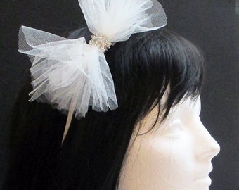 Bow Bridal Headband, Tulle Headband, Wedding Headband, Bridal Hair Accessory Headband, Bow Headband, Big Bow Headband, Bow Hairband