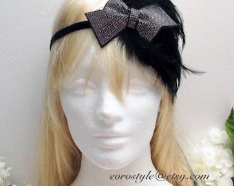 The Great Gatsby Headband, Flapper Headband Bridal, 1920s headband, Beaded Headband, Feather Headband, Wedding Headband, New Year Party