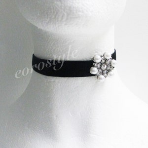 Pearl Velvet Choker,lack  Choker, Gothic Choker, Black Velvet Choker, Choker Necklace, Sexy Choker, Bridal Necklace Prom Necklace, Gift Idea