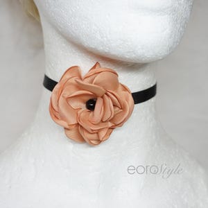 Light Brown Flower Choker Tie, Flower Choker, Boho Choker, Fabric Flower Choker, Bridal Jewelry, Bridesmaid Jewelry, Wedding Choker, Prom