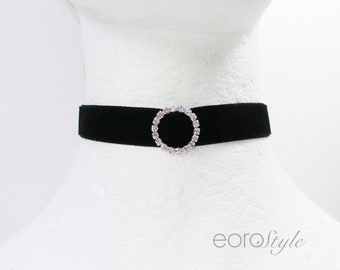 Black Velvet Choker, Velvet Choker, Gothic Choker, Sexy Choker, Rhinestone Necklace, Bridal Jewelry, Statement Necklace, Black Choker