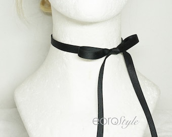 Black Bow Choker, Black Satin Ribbon Choker, Sexy Bow Choker, Elegant Necklace, Cheek Choker Necklace, Bridal Necklace, Victorian Choker