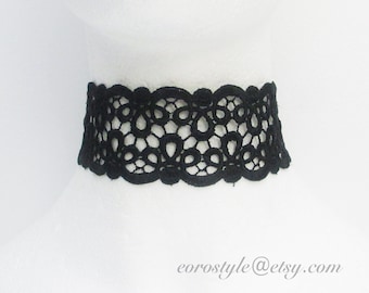 Black Choker, Lace Choker, 90th Choker, Gothic Choker, Wedding Jewlery, Sexy Choker, Boho Jewelry Necklace, Statement Necklace, Holiday Gift