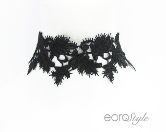 Black Lace Choker, Leaf Choker, Black Choker, Gothic Choker, Wedding Jewlery, Sexy Choker, Boho Jewelry Necklace, Mothers Day Gift Ideas