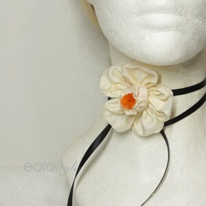 Daffodil Choker, Boho Choker, Hippie Flower Choker, Fabric Flower Choker, Bridal Jewelry, One of kind, Handmade, Wedding Choker, Gift