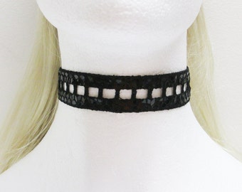 Black Sequins Lace Choker Gatsby Necklace Gothic Wedding Jewlery Sexy Choker Prom Jewelry Trendy Statement Necklacce Wedding Party Gift idea