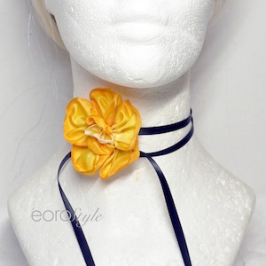Yellow Flower Choker Tie, Boho Choker, Handmaid Flower Choker, Hipi Flower Choker, Bridal Jewelry, Bridesmaid Jewelry, Wedding Choker
