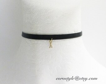 Leather Choker, Choker with Charm, Sexy Choker, Black Choker, Choker Necklalce, 90s choker, Fashion Jewelry, Fashion Necklace, Holiday Gift