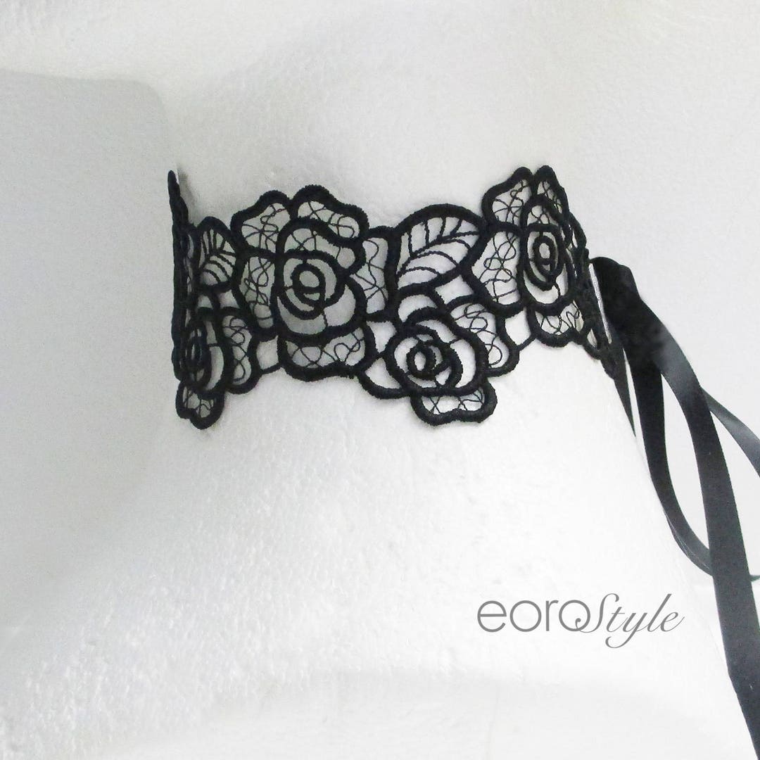 Black Lace Choker Necklace Flower Choker Bridal Necklace - Etsy