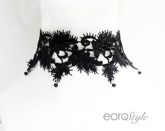 Black Lace Choker, Leaf Choker, Black Choker, Gothic Choker, Wedding Jewlery, Sexy Choker, Boho Jewelry Necklace, Mothers Day Gift Ideas