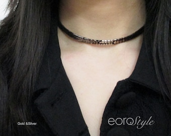 High Quality Black Leather Choker, Animal Texture Choker, Gothic Necklalce, Skinny, Minimal, Prom Choker Necklace, Romantic Gift, Custom Fit