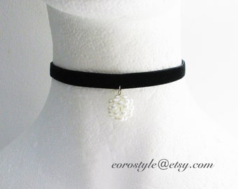 Black Choker, Pearl Choker, Choker Necklace, Velvet Choker Wedding Necklace Bridesmaid Gift Wedding Choker Sexy Choker, Gift