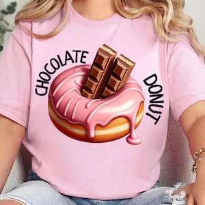 Pink Chocolate Donut PNG Funny Dessert T-Shirt Design,Printable Sublimation File,Donut PNG for Shirt Donut with Chocolate | Digital Dessert