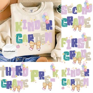 Preppy Back to School Bundle PNG, Coquette Teacher First Day of School Shirt Design, Girly Checkered Sublimation, Pre-k 1st/2nd/3rd Grade