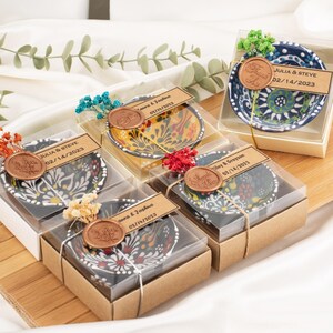 Wedding Bowl Tile Favors for Guests in Bulk, Rustic Personalized Wedding Gift Favors, Candy Boxes for Favor, Bohemian Favor