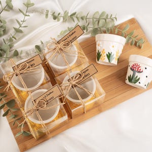 Mini keramische plantenbakken Set van 6 kleine sappige potten handgemaakte kleine aardewerk plantenbakken voor kamerplanten Cactus leuk decoratief cadeau-idee