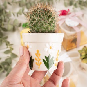 Handbemalte Sukkulenten Keramikpflanzgefäß-Set: Boho Mini Kaktus Töpfe